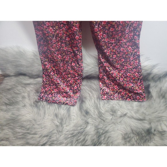 Old Navy Med Pink Floral Velour Short Puff Sleeve Stretchy Keyhole Back Jumpsuit - Picture 6 of 10